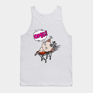 Funny Tabby Cat is on a runaway stretcher Tank Top